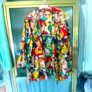 Vintage comic button up one of a kind XL L MEN WOMEN